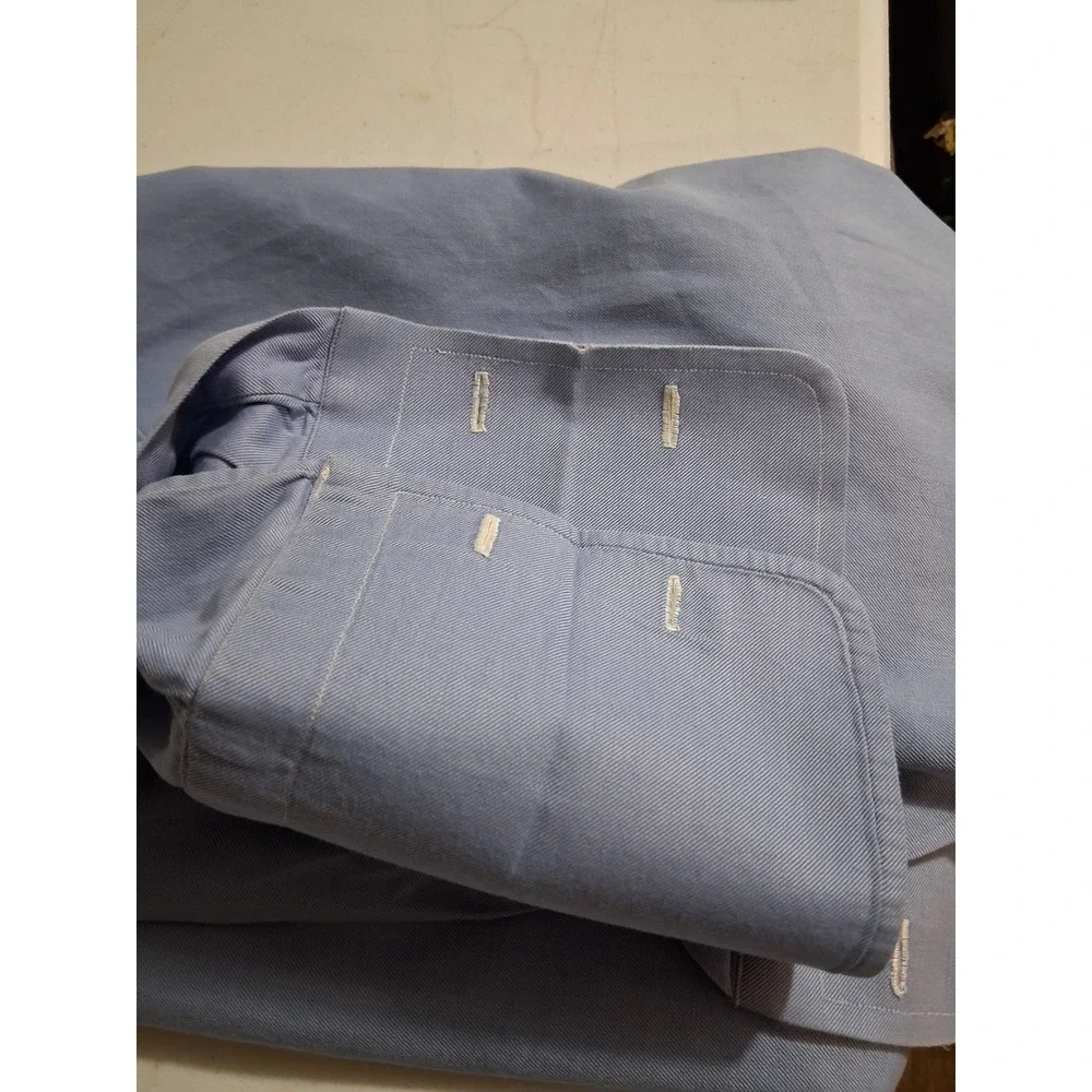 Borrelli Bergdorf Goodman Light Blue Twill French Cuff Dress Shirt Italy 17 43